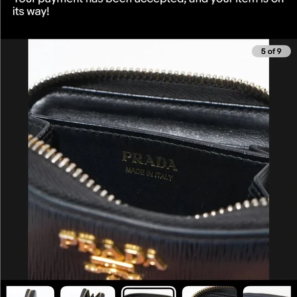 Prada Black Textured Leather Zip Wallet - Picture 5 of 9